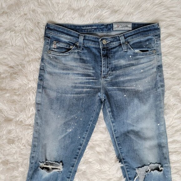 AG The Legging Ankle Skinny Paint Splatter Distressed Jeans - Picture 5 of 14